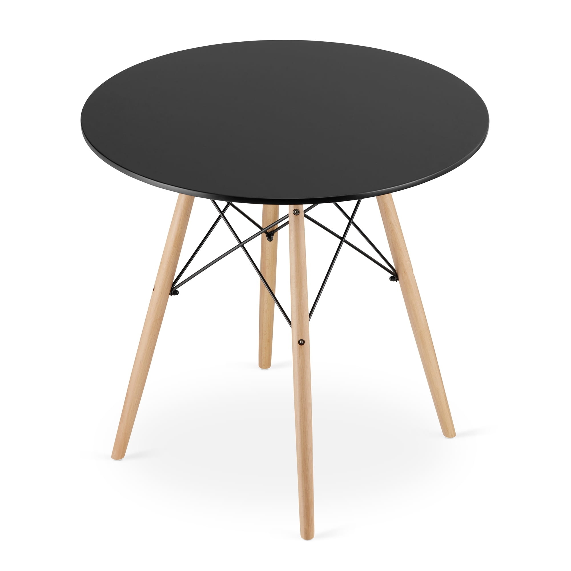 Ronde Eettafel Zwart 80cm - MDF Mat - Beukenhout & Staal (34% korting)