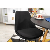 Ronde Eettafel Zwart 80cm - MDF Mat - Beukenhout & Staal (34% korting)