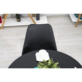 Ronde Eettafel Zwart 80cm - MDF Mat - Beukenhout & Staal (34% korting)