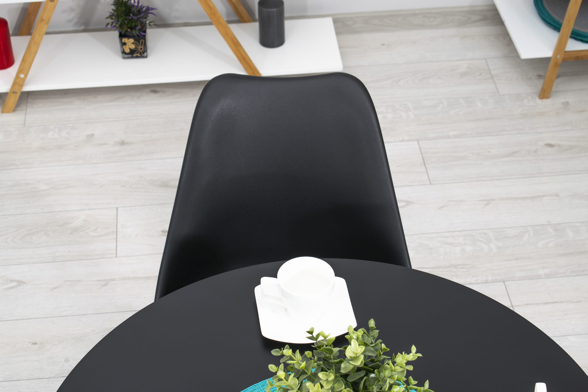 Ronde Eettafel Zwart 80cm - MDF Mat - Beukenhout & Staal (34% korting)