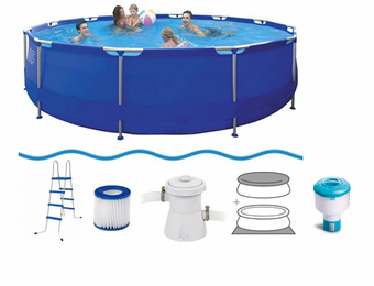 Opzetzwembad 450x90cm | Compleet met pomp & 3-laags PVC, 35% Korting!