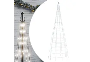 vidaXL LED-kerstboom aan vlaggenmast 550 LEDs koud wit 300 cm