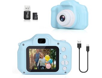 Dreamhigh® Digitalkamera Kinder für 3-10 Jahre, Spielzeug Kamera mit 2 Zoll HD-Bildschirm 1080P 32 GB TF-Karte, Geschenk für Mädchen und Jungen, USB Wiederaufladbare (Blau)