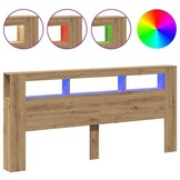 vidaXL Hoofdeinde met LED 220x18,5x103,5 cm hout artisanaal eikenkleur
