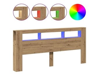 vidaXL Hoofdeinde met LED 220x18,5x103,5 cm hout artisanaal eikenkleur