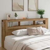 vidaXL Hoofdeinde met LED 220x18,5x103,5 cm hout artisanaal eikenkleur