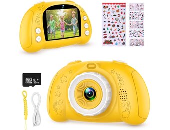 Çocuk Dijital Kamera, USB Şarj Edilebilir Selfie Video Kamera 2,4 inç Ekranlı, 12 MP 1080P HD 32GB TF Kartı, 3-10 Yaş Kız Çocuk Oyuncakları için Hediye