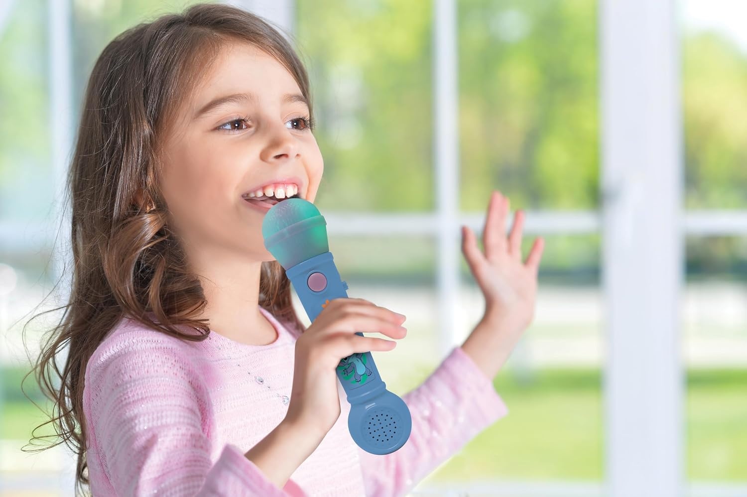 Lexibook, Disney Stitch, Verlicht Microfoon voor kinderen, muzikaal speelgoed, ingebouwde luidspreker, lichteffecten, demomelodieën inbegrepen, Blauw, MIC80D | Geïntegreerde luidspreker, lichteffecten, demomelodieën