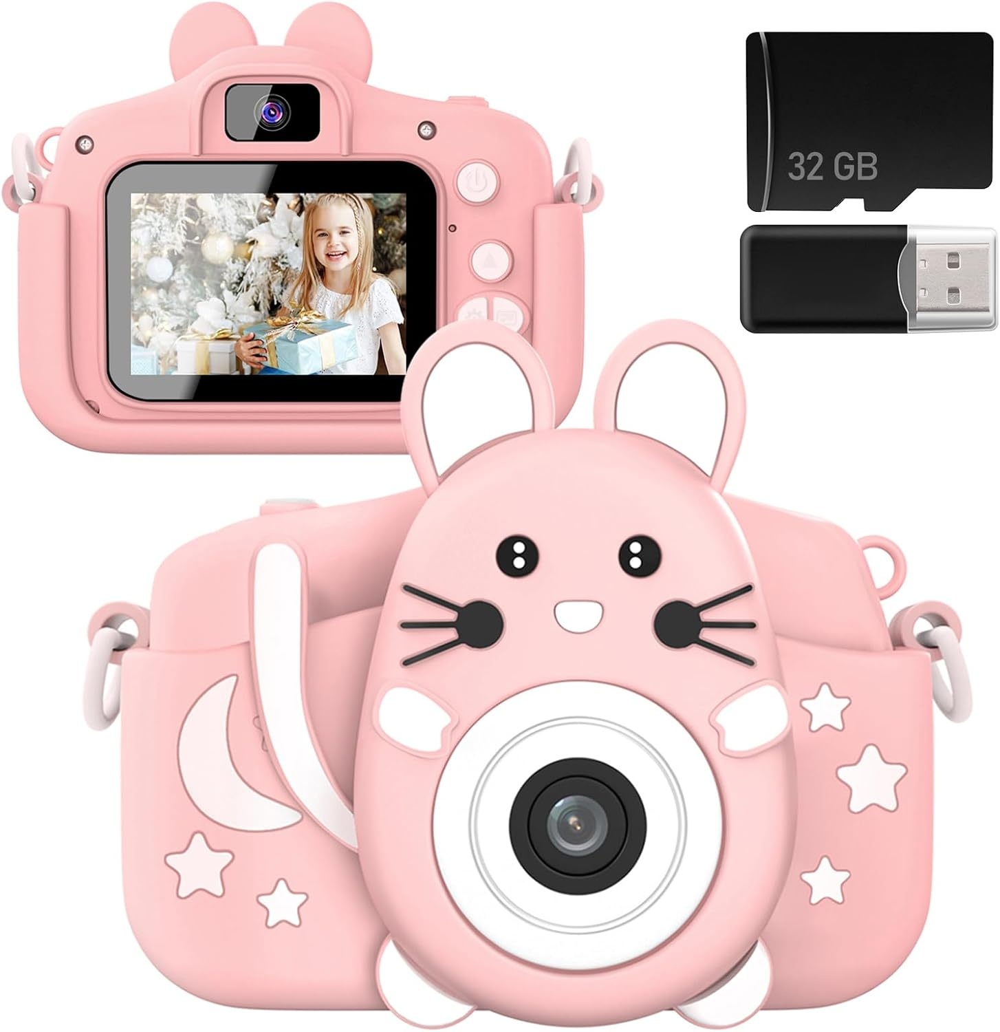 Gofunly Kinderen Digitale Camera Roze - 20MP 1080P HD - Inclusief 32GB SD Kaart - 2 Inch Scherm