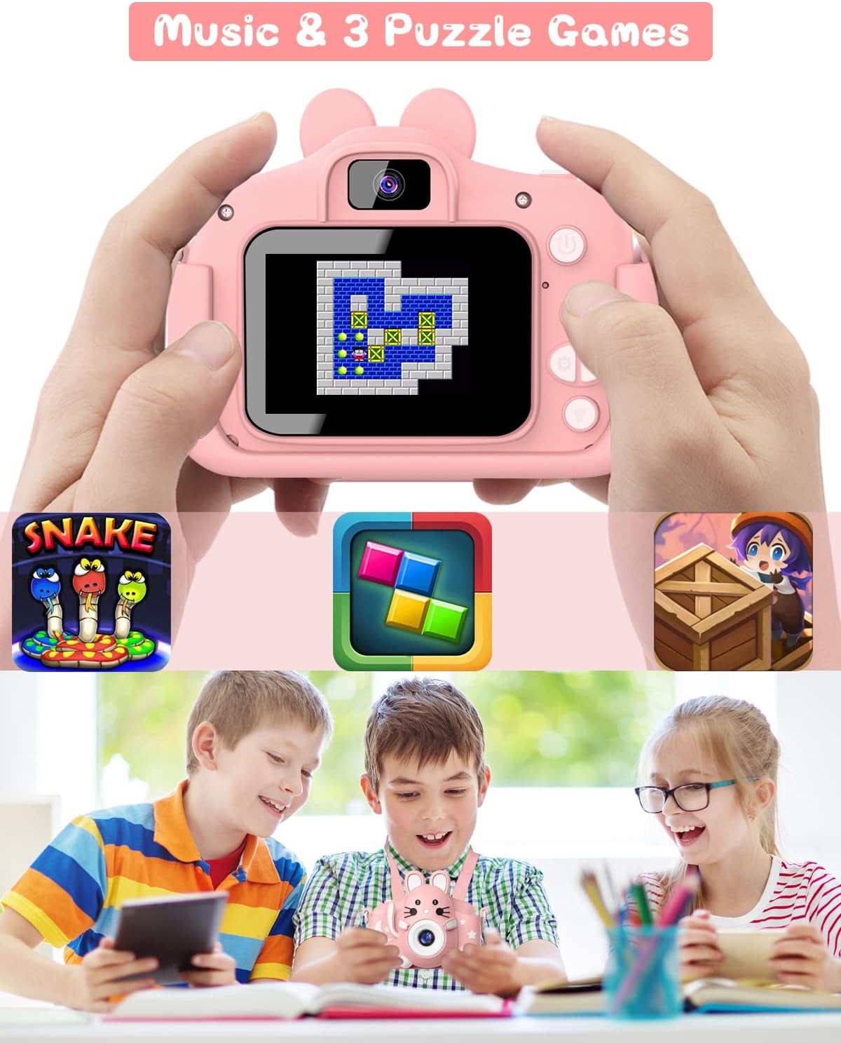 Gofunly Kinderen Digitale Camera Roze - 20MP 1080P HD - Inclusief 32GB SD Kaart - 2 Inch Scherm