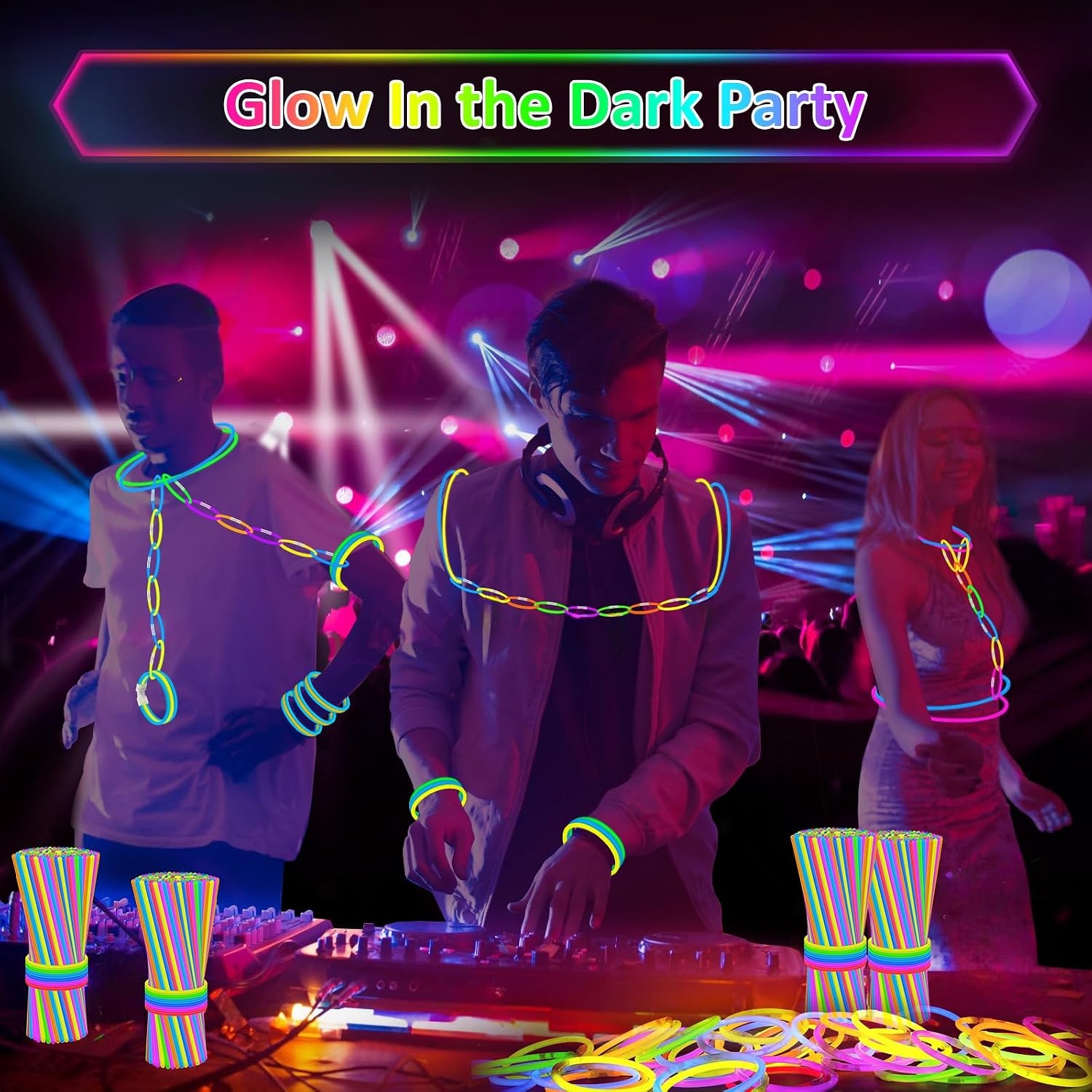 Kimimara Glow Sticks Party-Set - 100 Stuks met Verbindingsstukken - Meerkleurig