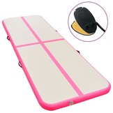vidaXL Gymnastiekmat met pomp opblaasbaar 600x100x10 cm PVC roze