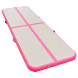 vidaXL Gymnastiekmat met pomp opblaasbaar 600x100x10 cm PVC roze