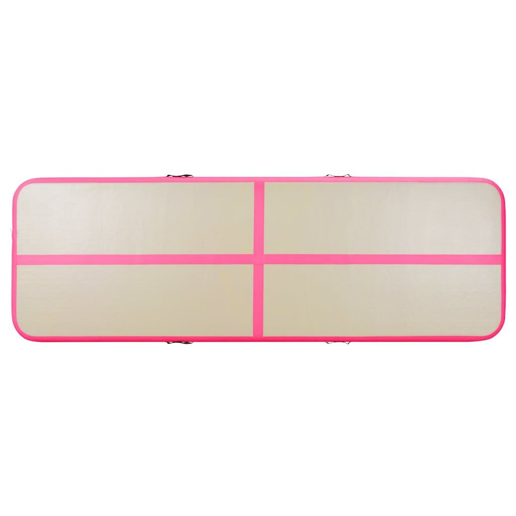 vidaXL Gymnastiekmat met pomp opblaasbaar 600x100x10 cm PVC roze