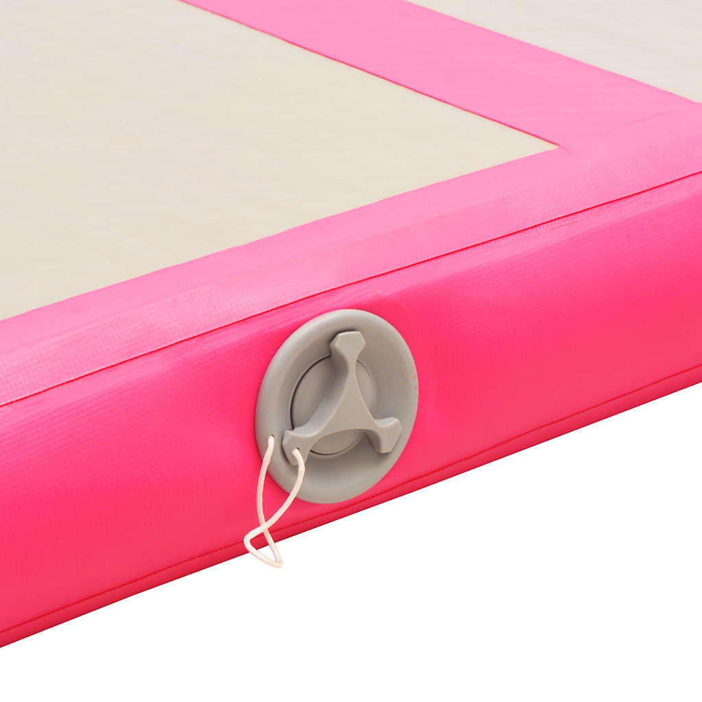 vidaXL Gymnastiekmat met pomp opblaasbaar 600x100x10 cm PVC roze