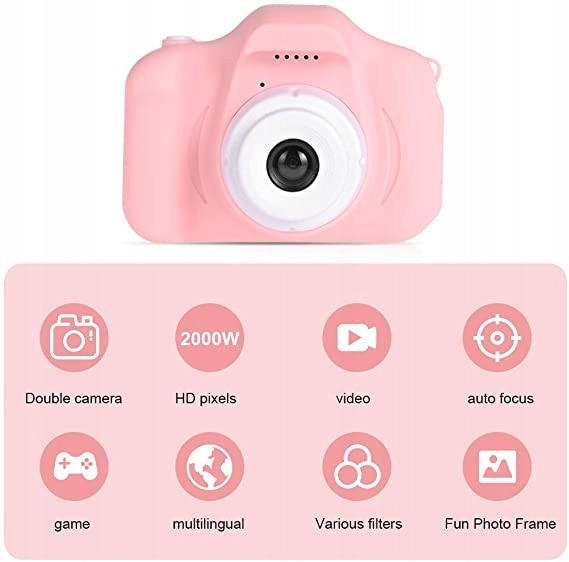 Faburo Roze Kindercamera met 32GB SD kaart