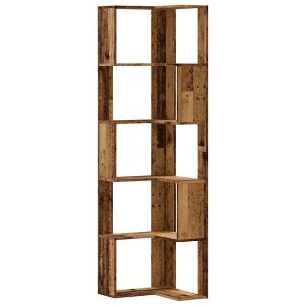 vidaXL Boekenkast 5-laags hoek 50x50x179 cm bewerkt hout oud houtkleur