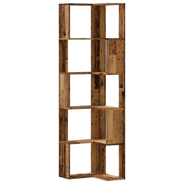 vidaXL Boekenkast 5-laags hoek 50x50x179 cm bewerkt hout oud houtkleur