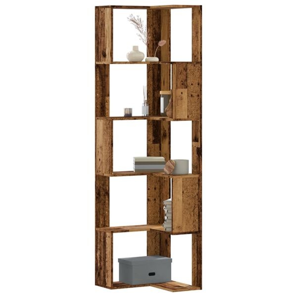 vidaXL Boekenkast 5-laags hoek 50x50x179 cm bewerkt hout oud houtkleur