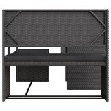 vidaXL Tuinbank met tafel en kussens L-vormig poly rattan zwart