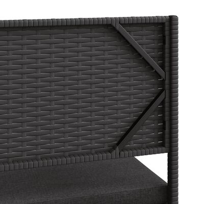 vidaXL Tuinbank met tafel en kussens L-vormig poly rattan zwart