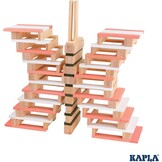 KAPLA SPRING Vat 200 gekleurde planken (groen, roze en wit), houten speelgoed, constructieset, vanaf 2 jaar