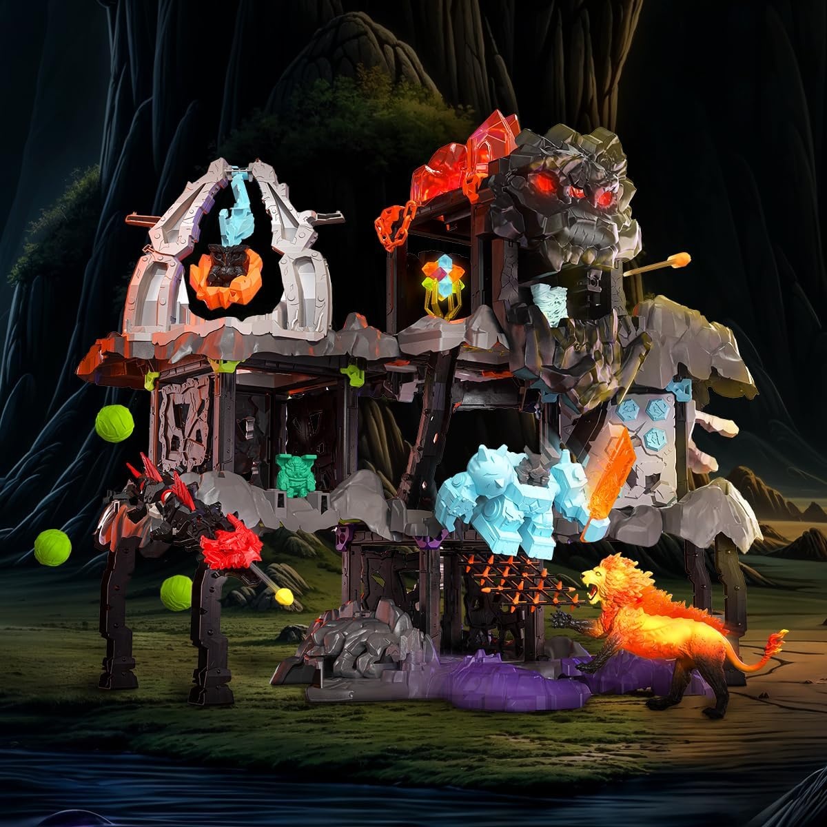 schleich ELDRADOR | MasterCave Smashrador 42757 | vanaf 6 jaar | 119 delen | Set met 4 BattleCave, 4 mini, robot, lavaleeuw en super kristal, vele functies en accessoires