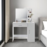Kaptafel - make up tafel - met spiegel - 90x38x137,5 cm - wit