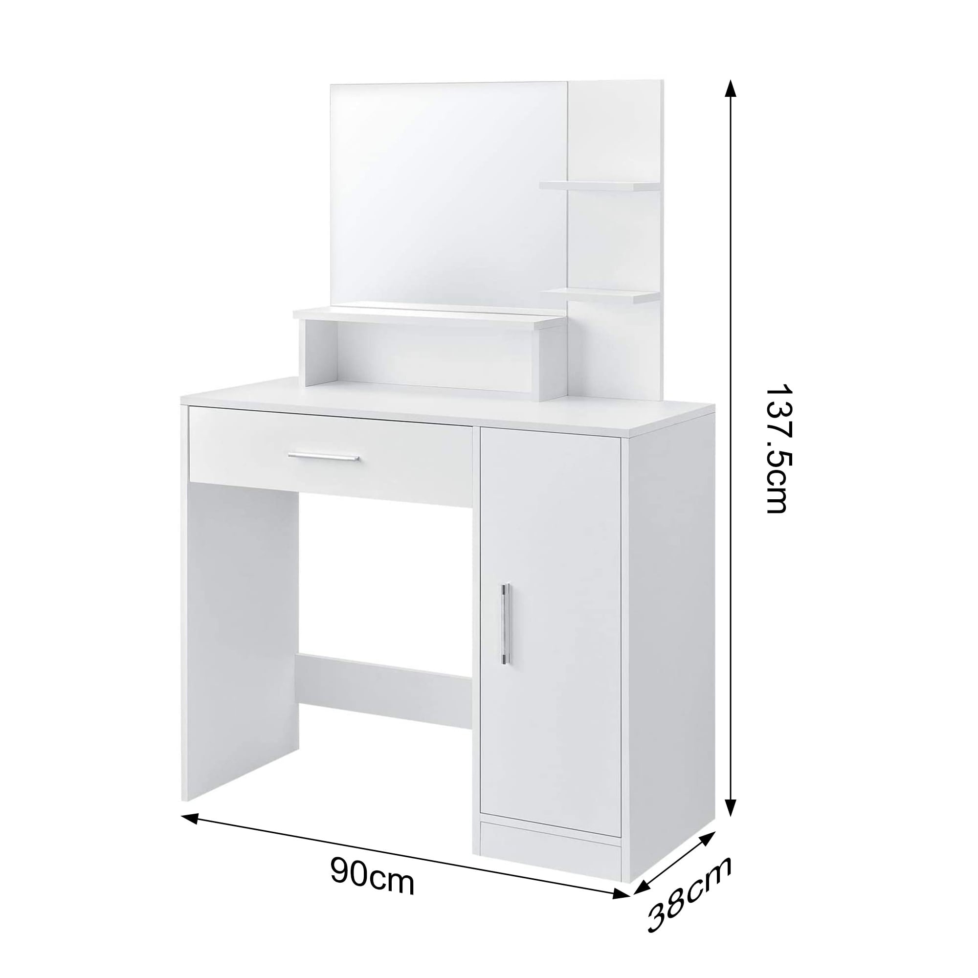 Kaptafel - make up tafel - met spiegel - 90x38x137,5 cm - wit