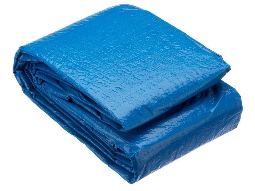 Zwembad grondzeil 396x396 cm Blauw - 57% Korting