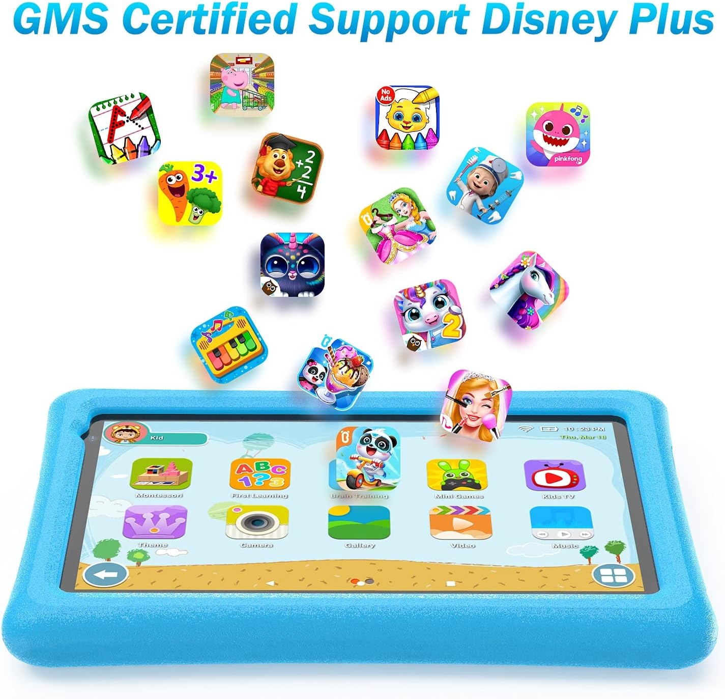 7 Inch Tablet HD Display Android Tablet for Children Toddlers, Kids Edition, with WiFi Dual Camera, 2GB + 32GB Parental Lock, Google Play Store (Blue)