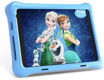 8 inch Kids Tablet, IPS HD Display, Android 10, 2GB RAM, 32GB Storage, WiFi, Bluetooth, Dual Camera, Games, Parental Control, Kidoz Installed, with Blue Kids-Tablet Case