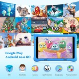 8 inch Kids Tablet, IPS HD Display, Android 10, 2GB RAM, 32GB Storage, WiFi, Bluetooth, Dual Camera, Games, Parental Control, Kidoz Installed, with Blue Kids-Tablet Case