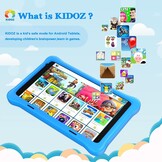 8 inch Kids Tablet, IPS HD Display, Android 10, 2GB RAM, 32GB Storage, WiFi, Bluetooth, Dual Camera, Games, Parental Control, Kidoz Installed, with Blue Kids-Tablet Case
