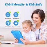 8 inch Kids Tablet, IPS HD Display, Android 10, 2GB RAM, 32GB Storage, WiFi, Bluetooth, Dual Camera, Games, Parental Control, Kidoz Installed, with Blue Kids-Tablet Case