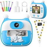Instant Print Camera for Kids, 1080P Video 26MP Digital Selfie Camera with Dual Lens,16G SD Card,Paper Film,Color Pens Kids Camcorder for 3-12 Years Old Girls Boys Toy Birthday Gifts Blue