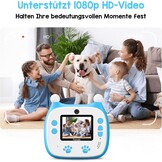Instant Print Camera for Kids, 1080P Video 26MP Digital Selfie Camera with Dual Lens,16G SD Card,Paper Film,Color Pens Kids Camcorder for 3-12 Years Old Girls Boys Toy Birthday Gifts Blue