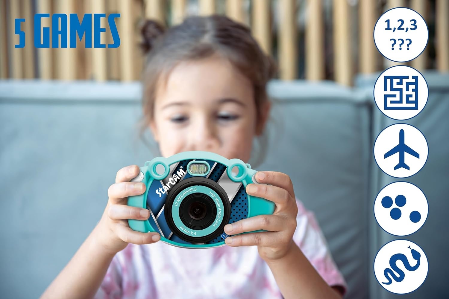Lexibook StarCAM 4-in-1 Digitale Kinder-Camera Blauw met 32GB SD-kaart