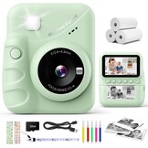 CalineGam Kindercamera Direct Printen, 3.0'' HD Scherm 48MP Fotocamera voor Kinderen met 32GB Kaart & Printpapier, 1080P HD Digitale Camera, Ideaal Cadeau voor Jongens Meisjes 3-12 Jaar (Groen)