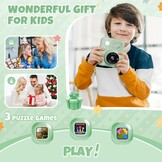 CalineGam Kindercamera Direct Printen, 3.0'' HD Scherm 48MP Fotocamera voor Kinderen met 32GB Kaart & Printpapier, 1080P HD Digitale Camera, Ideaal Cadeau voor Jongens Meisjes 3-12 Jaar (Groen)
