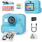 ASTGMI Instant Camera voor kinderen - 2.4 inch scherm - 32GB - Blauw