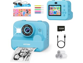 ASTGMI Instant Camera voor kinderen - 2.4 inch scherm - 32GB - Blauw