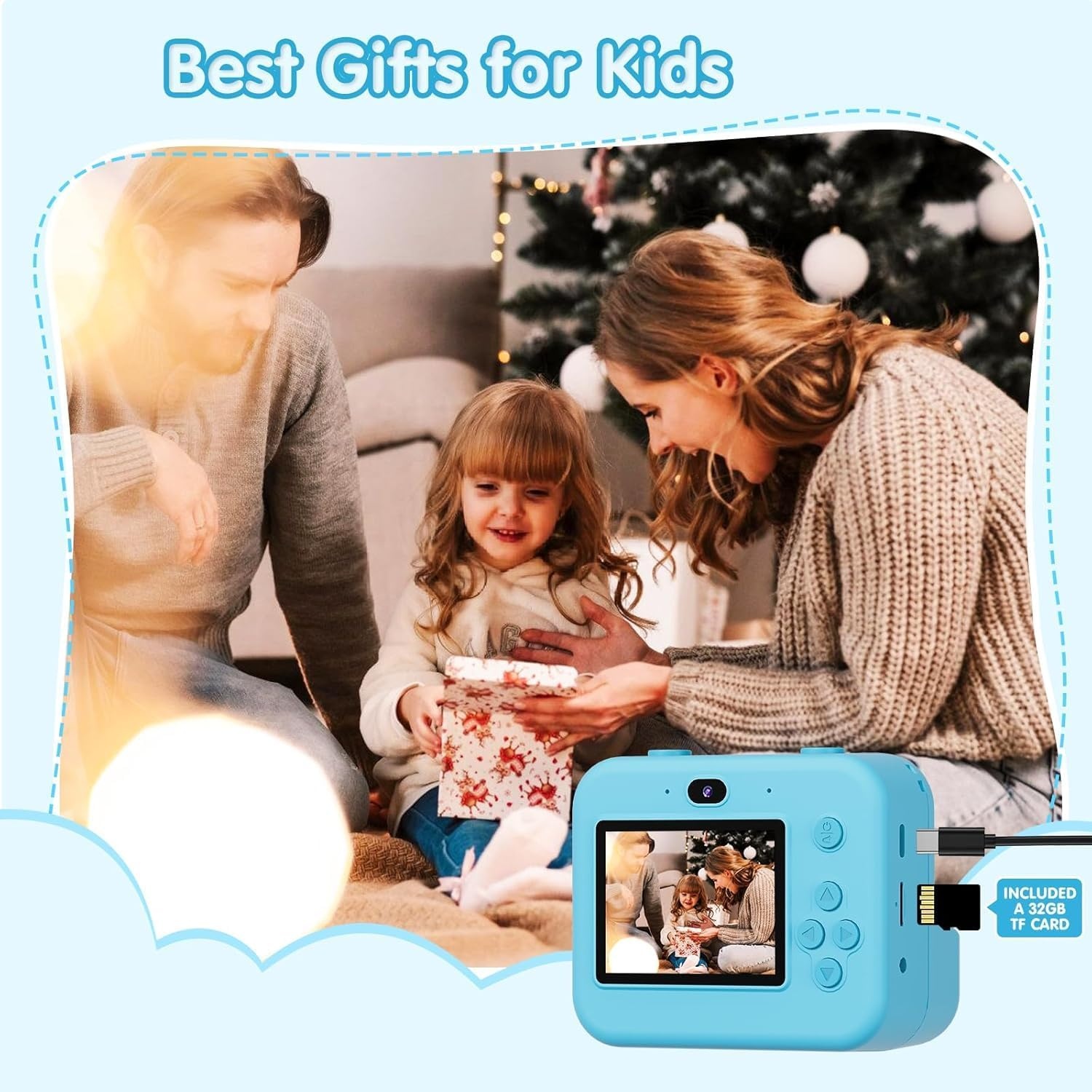 ASTGMI Instant Camera voor kinderen - 2.4 inch scherm - 32GB - Blauw