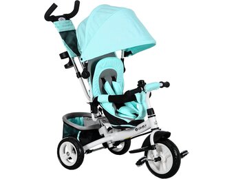 HOMCOM 6-in-1 Kinderdriewieler met Duwstang - Groen - 102 x 49 x 102 cm