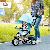 HOMCOM 6-in-1 Kinderdriewieler met Duwstang - Groen - 102 x 49 x 102 cm