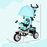 HOMCOM 6-in-1 Kinderdriewieler met Duwstang - Groen - 102 x 49 x 102 cm