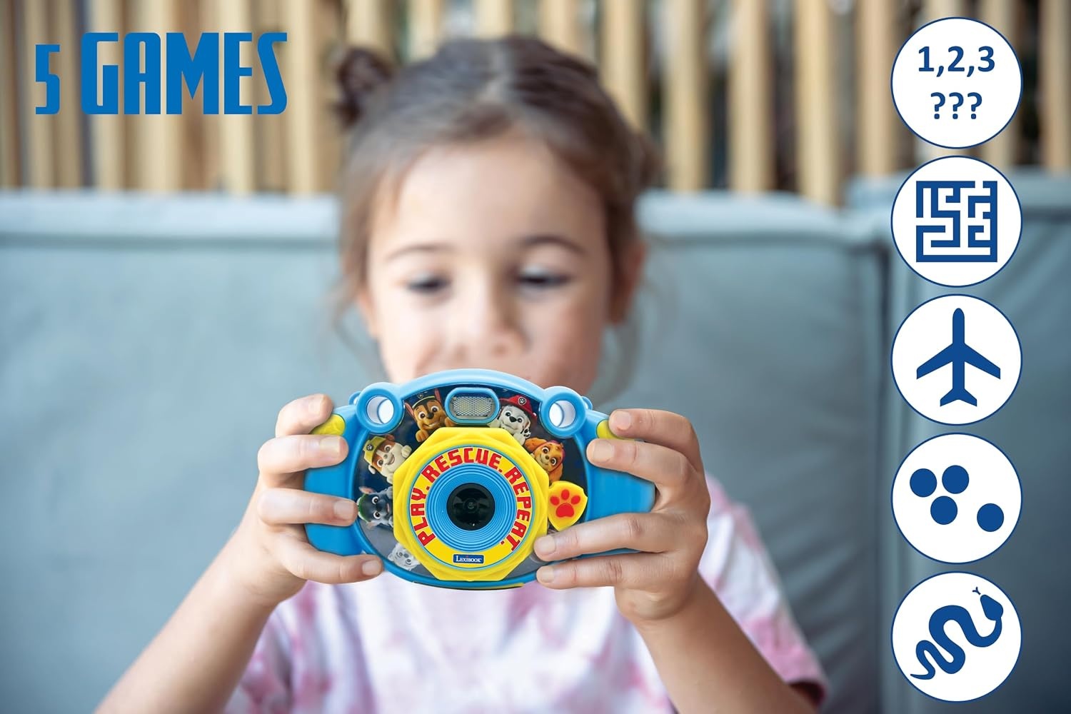 Lexibook, Paw Patrol, 4-in-1 digitale camera voor kinderen, foto- en videofunctie, spelletjes, inclusief 32 GB SD-kaart, blauw, DJ080PA