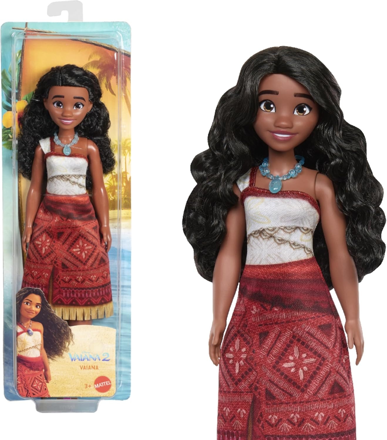 Mattel Disney Vaiana 2 modepop in kenmerkende outfit | Beweegbare pop met afneembare outfit, ketting en enkelbandje, geïnspireerd op Disney Vaiana 2, JBT56