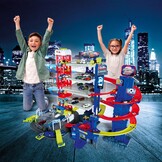 Dickie Toys Majorette 212059984 - Super City Chase Center Playset, 5 verdiepingen, licht, geluid, 4 die-cast auto's, 112 x 70 x 84 cm, Speelgoedgarage, vanaf 5 jaar,meerkleurig