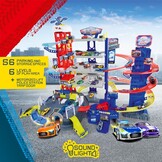Dickie Toys Majorette 212059984 - Super City Chase Center Playset, 5 verdiepingen, licht, geluid, 4 die-cast auto's, 112 x 70 x 84 cm, Speelgoedgarage, vanaf 5 jaar,meerkleurig